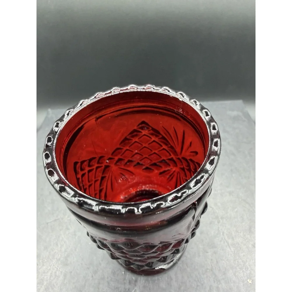 ❤️Vintage Ruby Red Pressed Glass Toothpick / Votive Holder Elegant Collectible